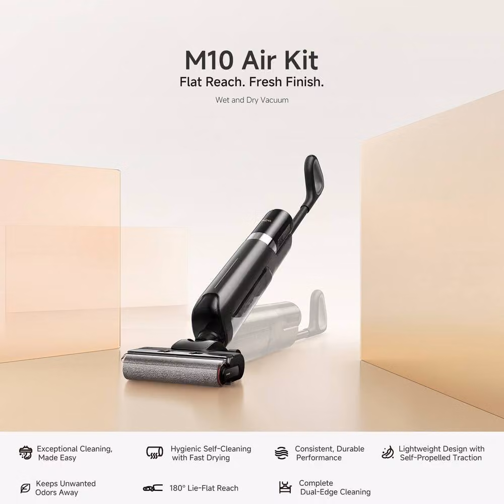Mova M10 Air Wet and Dry Vacuum Cleaner in Black with 20,000Pa Suction, Hot Air Brush-Drying System and 180-Degree Lie-Flat Design – 5