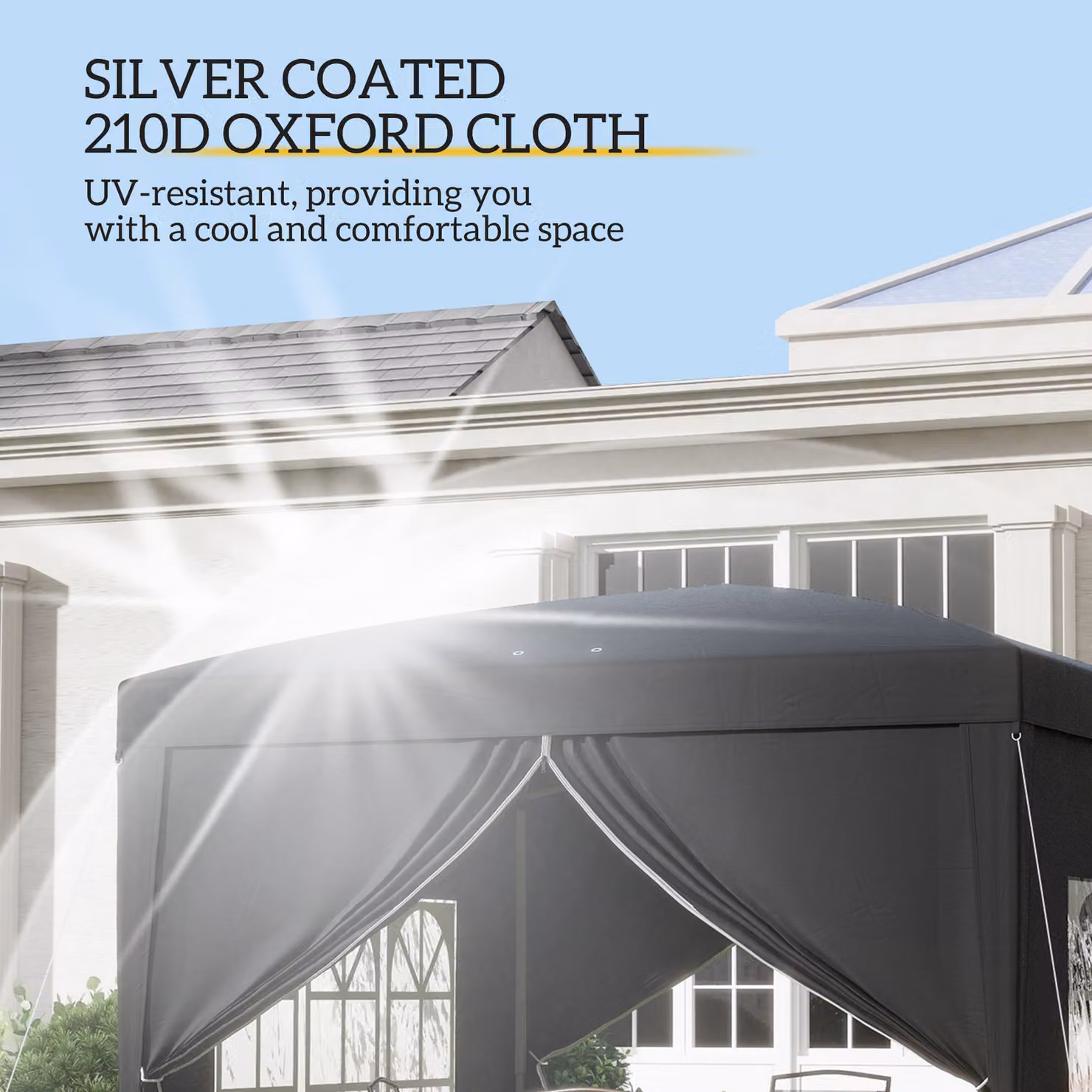 Outsunny Black Pop Up Gazebo with Steel Frame and Windows, W/D/H: 300 x 300 x 258 cm – 5