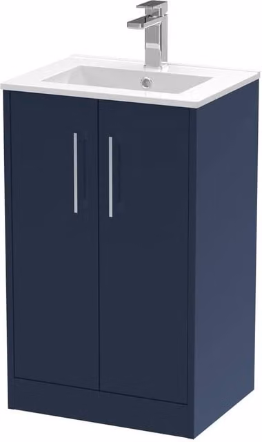 Balterley Winshill Contemporary 2 Door Freestanding Bathroom Vanity Unit in Matt Blue, W: 50 cm, H: 82.1 cm