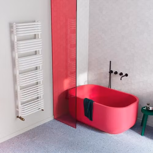 UK Radiators Crossmoor White Round Tube Designer Heated Towel Rail, H: 153.3 cm, W: 50 cm – 2