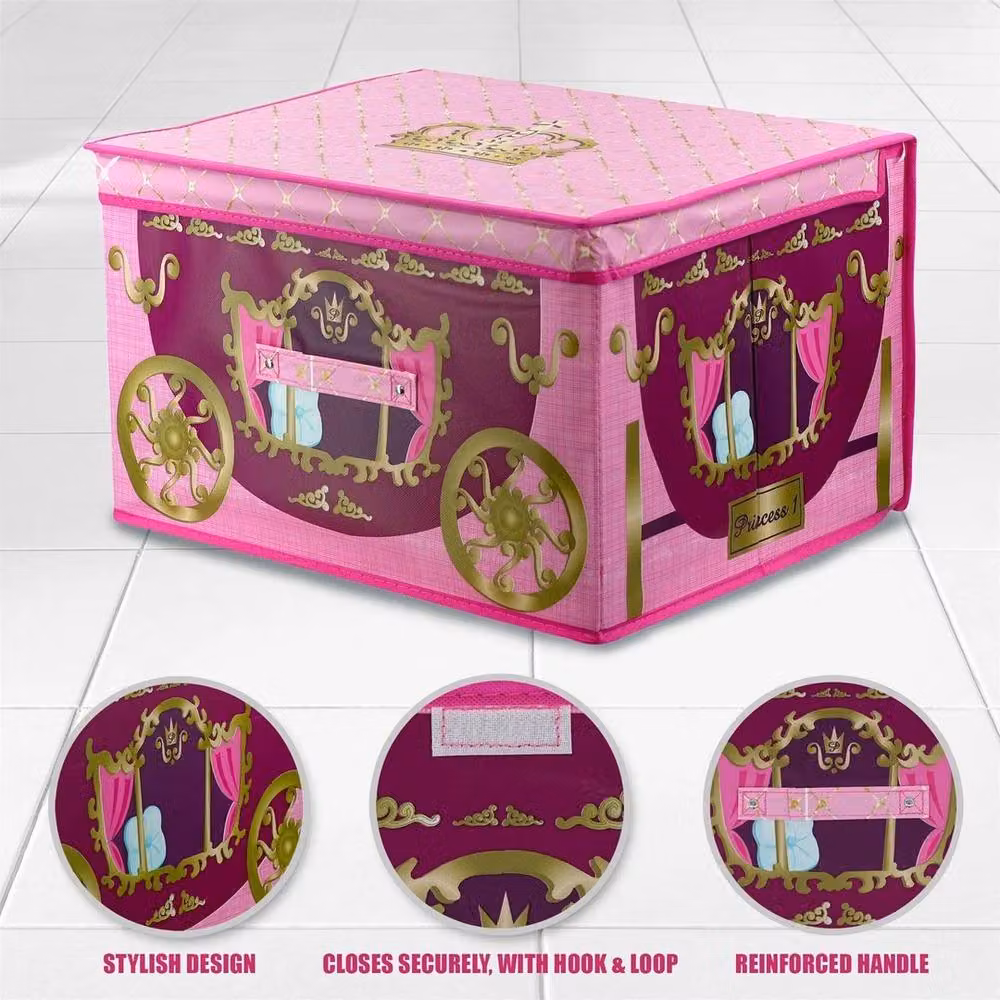 FLAVORA Large Collapsible Fabric Storage Box and Toy Chest in Pink, W/D/H: 50 x 50 x 50 cm – 3