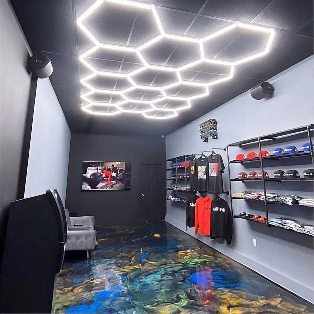 Nordara 14 Hexagon LED Honeycomb Ceiling Lights in White for Garage and Workshop – 4