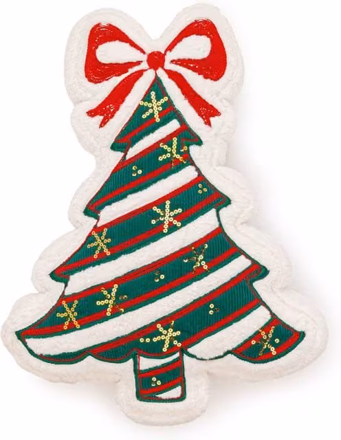 Luxury Living Christmas Tree Embroidered Cushion, Multicolour and Green, W: 50 cm x H: 50 cm – 1