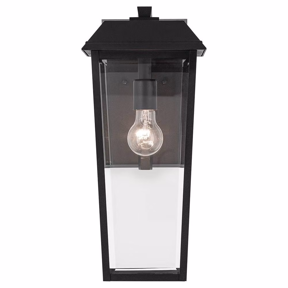 Netlighting Mathus Medium Black Wall Lantern with Transparent Glass and Metal Construction, IP44 Rated for Garden Use – 3