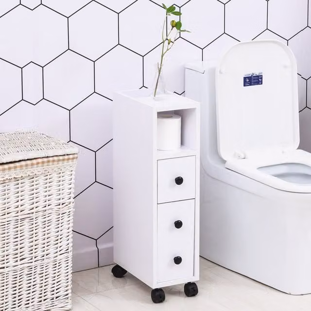 Kleankin Slimline Bathroom Storage Unit in White – 1