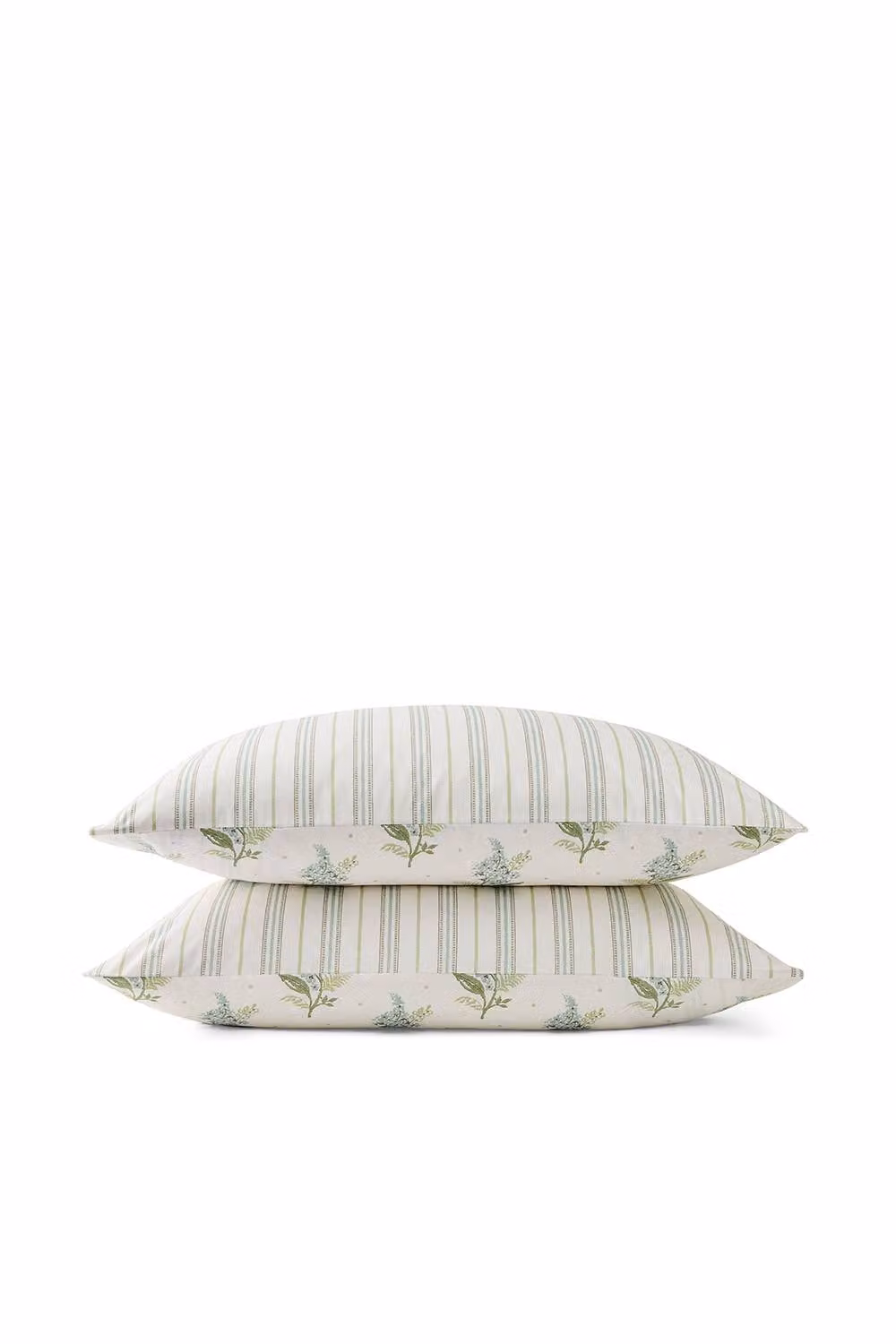 CHRISTY Blossom Floral Striped Reversible Cotton Percale Standard Pillowcase Pair in White – 2