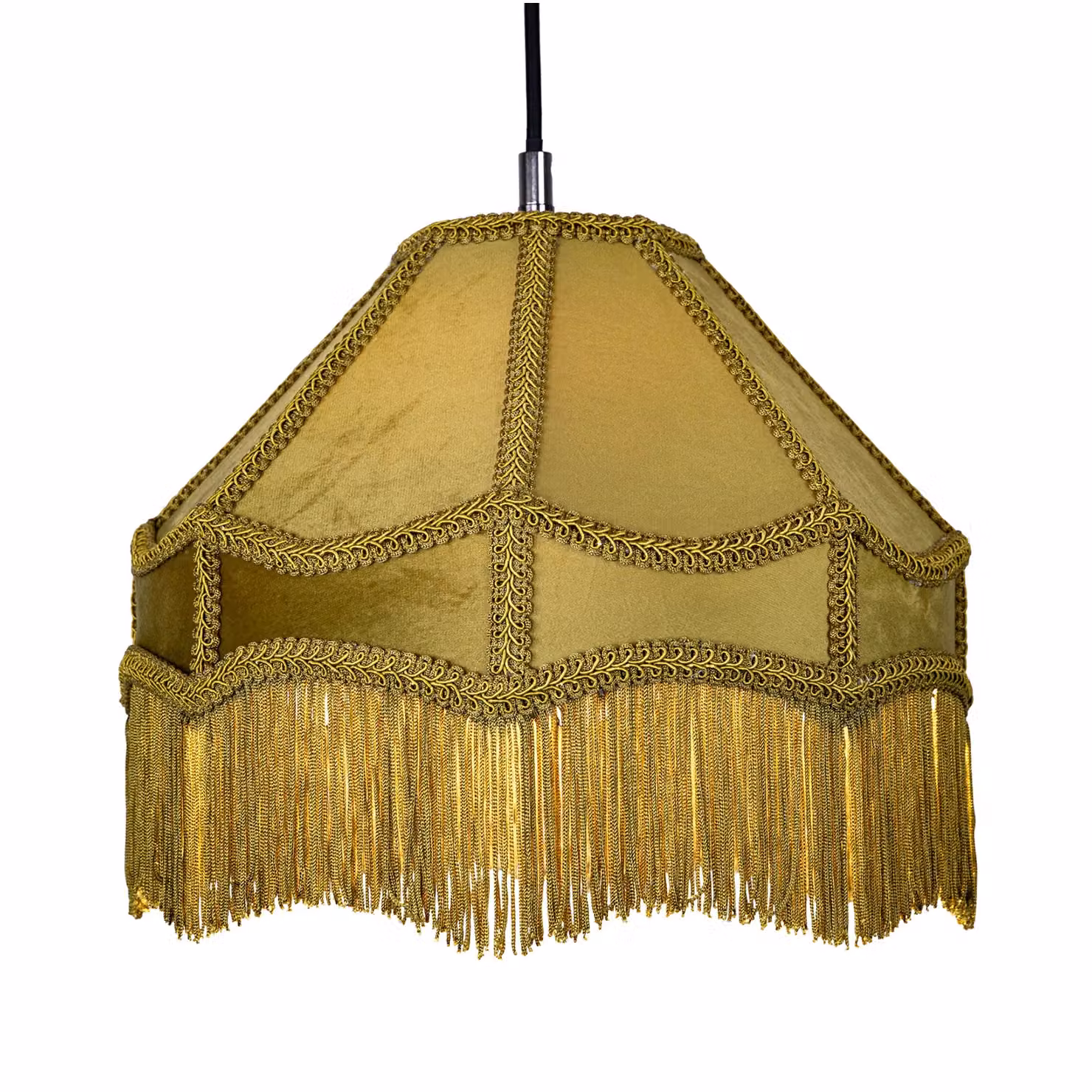 Happy Homewares Traditional Victorian Empire Soft Velvet Lamp Shade with Tassels in Green, Diameter: 30.48 cm – 2