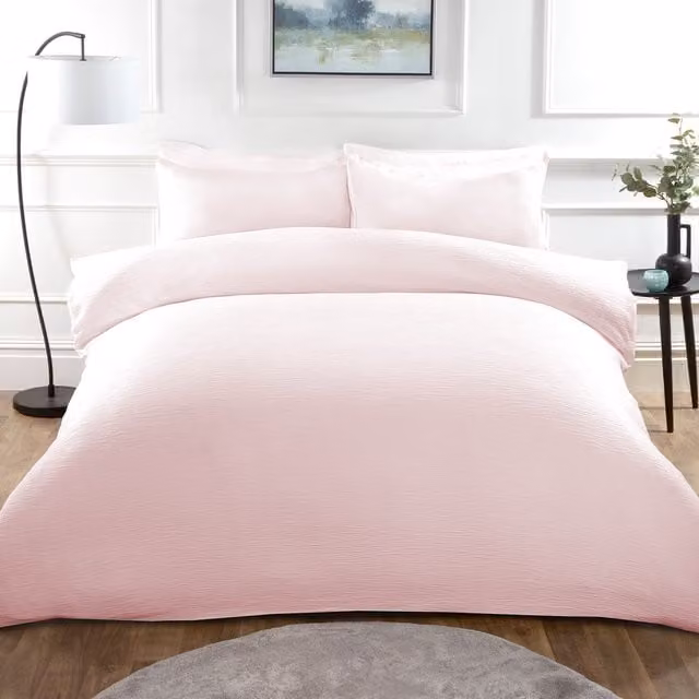 My Home Milan Textured Duvet Set, Pink, W: 180 cm x H: 200 cm