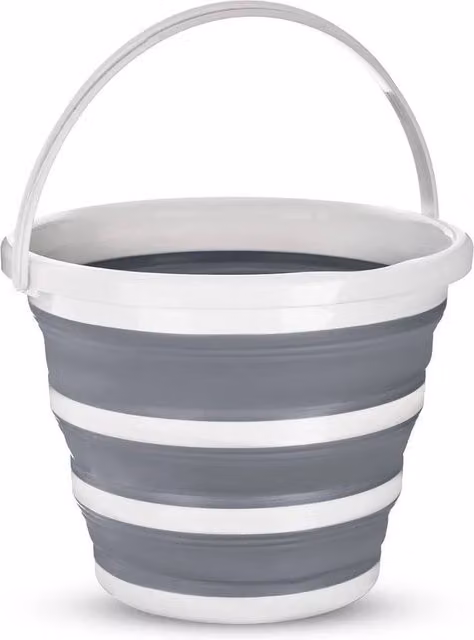 Kelvenix Collapsible Grey Plastic Bucket, 10 l