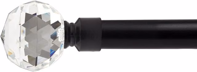 NewEdgeBlinds Cristalla Extendable Eyelet Metal Curtain Pole Set, Black, Width: 120 cm