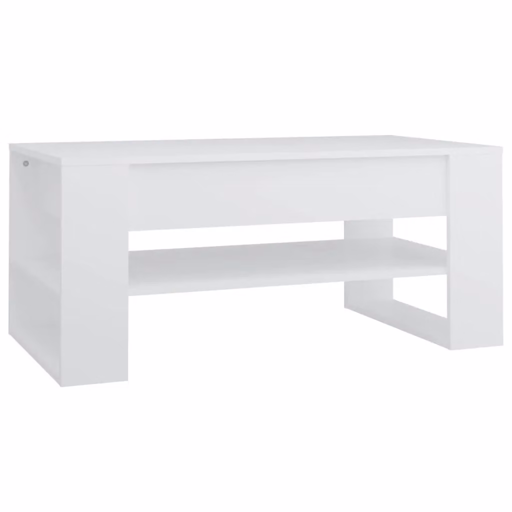 Berkfield Home White Rectangular Coffee Table in Engineered Wood W/D/H: 102 x 55 x 45 cm – 2
