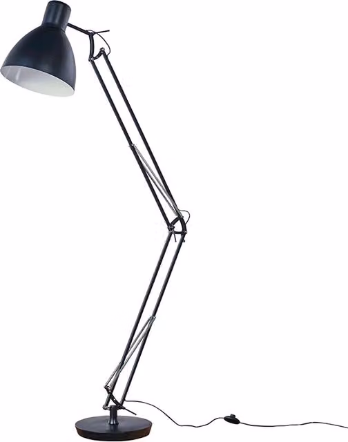 ValueLights Modern Adjustable LED Floor Lamp in Black Metal with Cone Shade