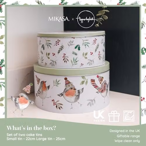 Mikasa TipperleyHill Robin Cake Tins, Set of 2, White – 2