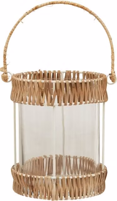 Orsina Natural Rattan Small Lantern in White and Transparent – 1