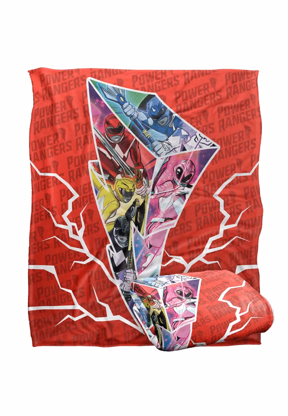 Power Rangers Lightning Bolt Rangers Silky Touch Super Soft Fluffy Throw Blanket, White, W/D: 152 x 127 cm – 2