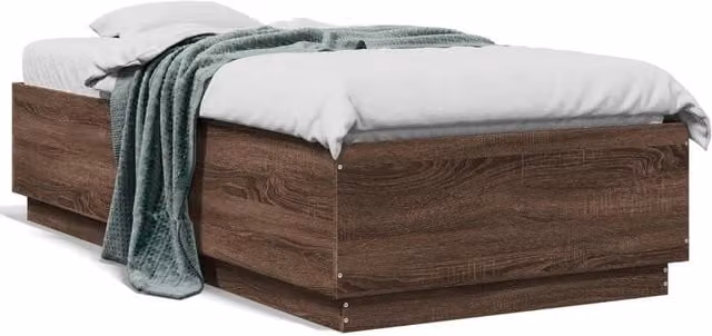 Berkfield Home Small Single Bed Frame in Brown Oak, W: 75 cm, L: 190 cm – 1
