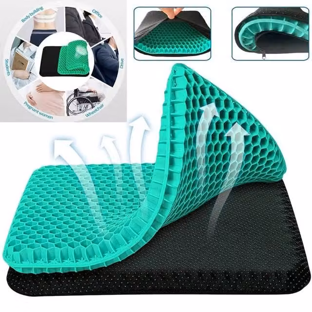 FLAVORA Honeycomb Breathable Gel Seat Cushion, Green, W: 190 cm, D: 100 cm