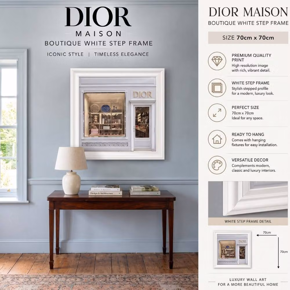 Dior Maison Boutique White Step Frame Luxury Wall Art Decor, W/H: 70 x 70 cm – 5