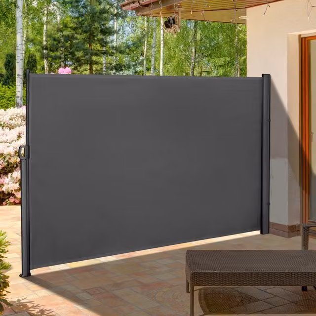Outsunny Retractable Side Awning Screen Fence in Grey, W: 300 cm, H: 180 cm