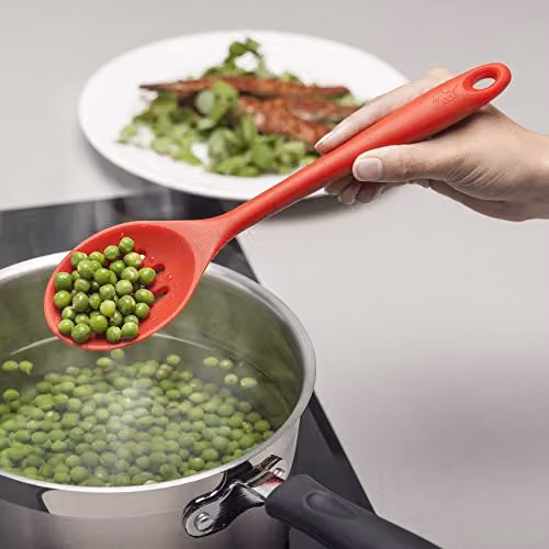 Zeal Red Silicone Non-Stick Slotted Skimmer Spoon with Hanging Loop – 2