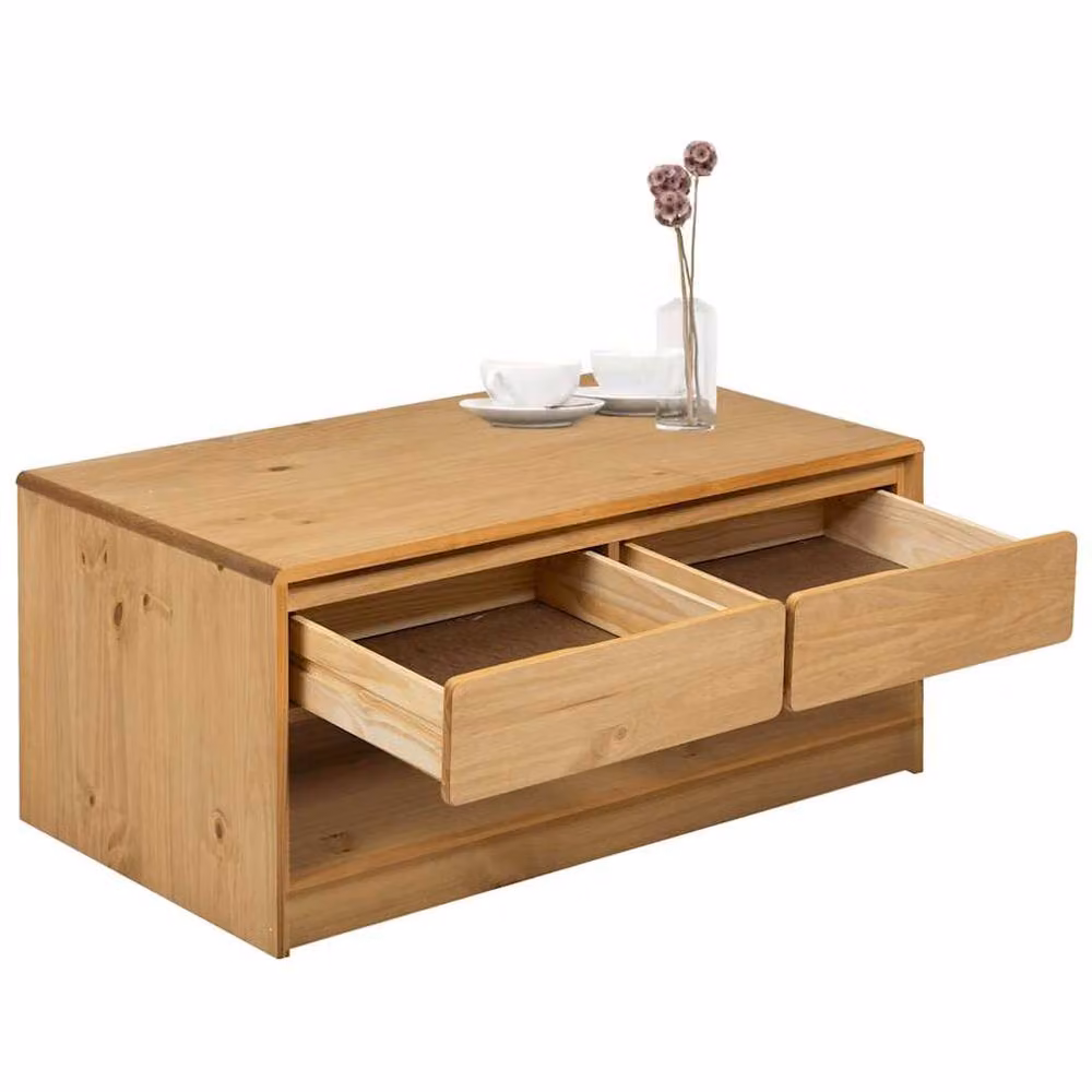 Berkfield Home SAUDA Coffee Table in Brown Oak and Pine Wood, W/D/H: 99 x 55 x 45 cm – 2