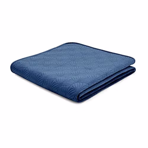 Catherine Lansfield Art Deco Pearl Quilted Reversible Bedspread, Blue, W: 220 cm, D: 230 cm – 2