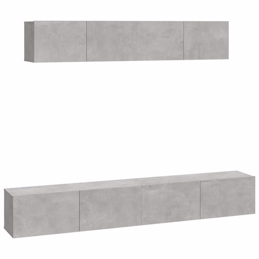 Berkfield Home 4 Piece Wall Mounted TV Cabinet Set in Matt Concrete Grey MDF – 2