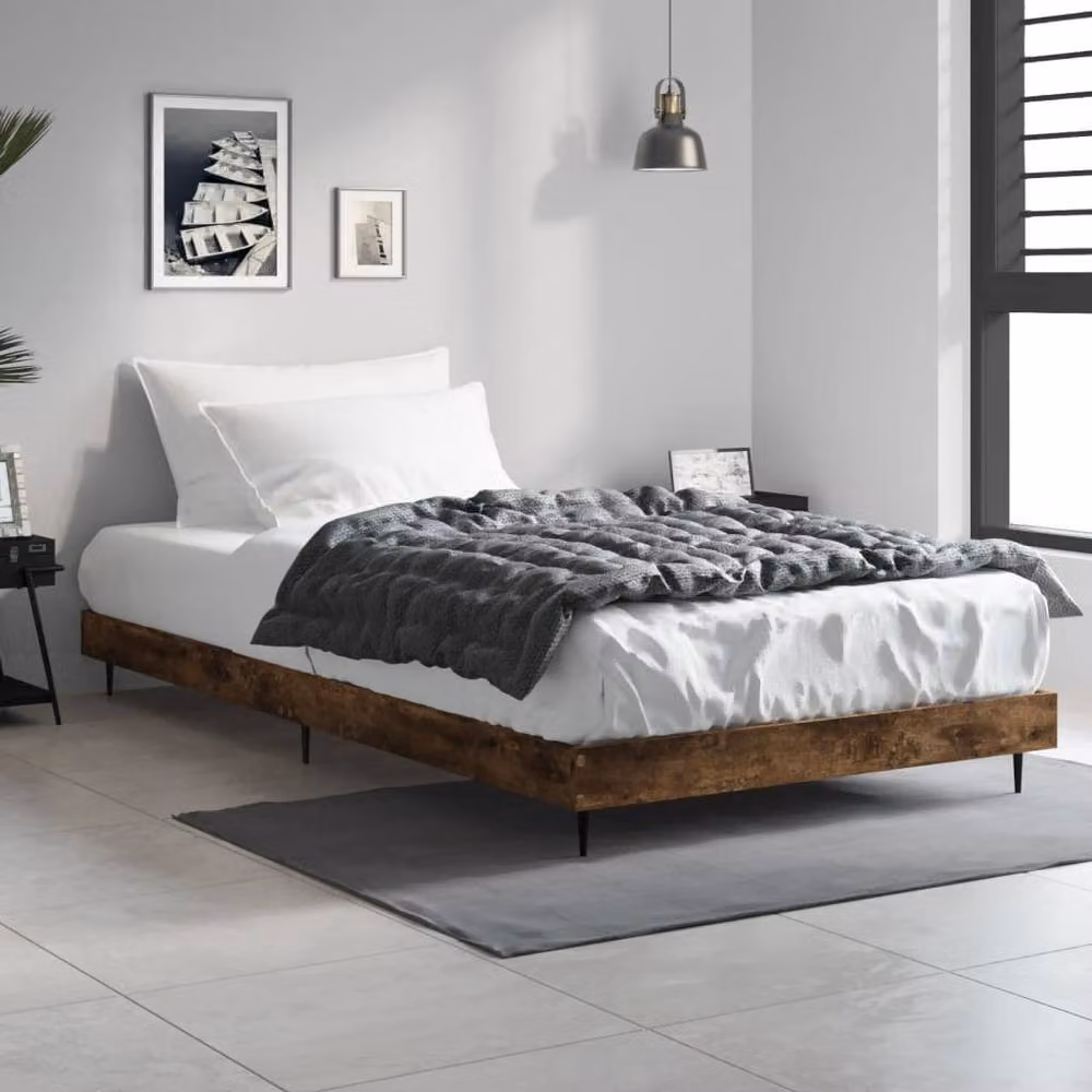 Berkfield Home Bed Frame in Smoked Oak Brown, W/D/H: 100 x 200 cm – 2