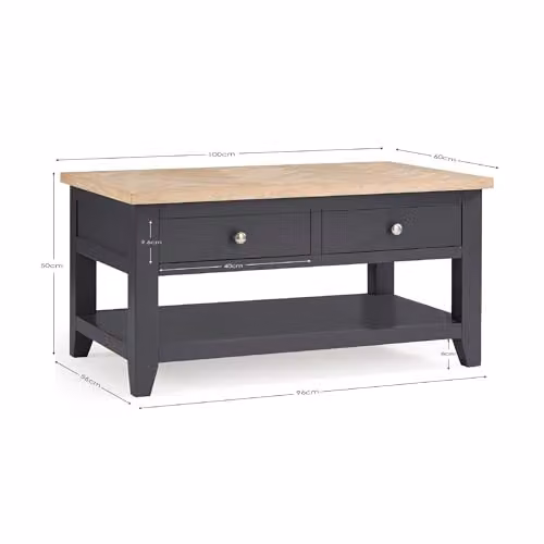 Julian Bowen Bordeaux Rectangular Oak and Grey Wooden Coffee Table W/D/H: 100 x 60 x 50 cm – 3