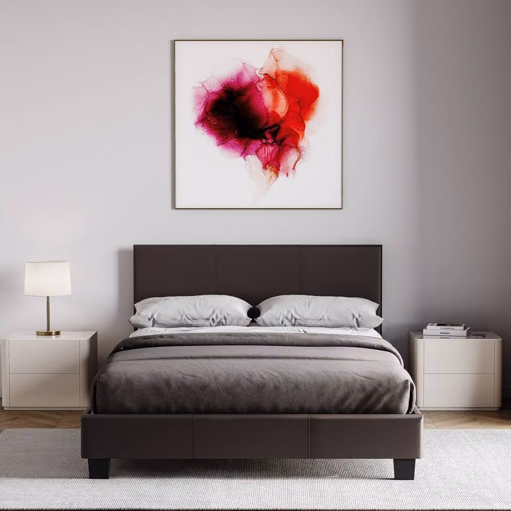 HD Designs Lisbon Small Double Upholstered Faux Leather Bed Frame in Brown, W/D/H: 120 x 200 cm – 4