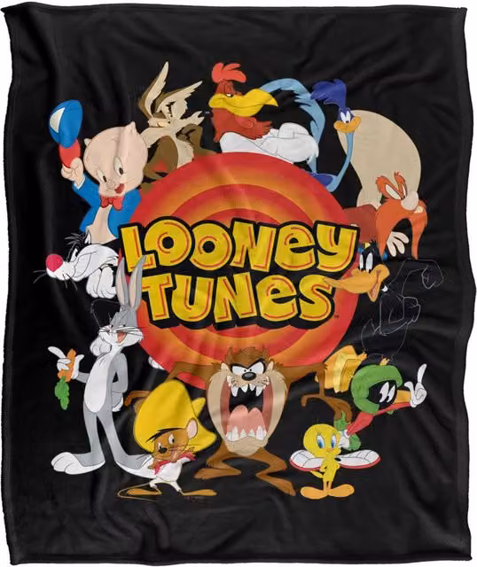LOGOVISION Looney Tunes Group Circle Logo Super Soft Fleece Throw Blanket, Multicolour, W: 152 cm, D: 127 cm – 5