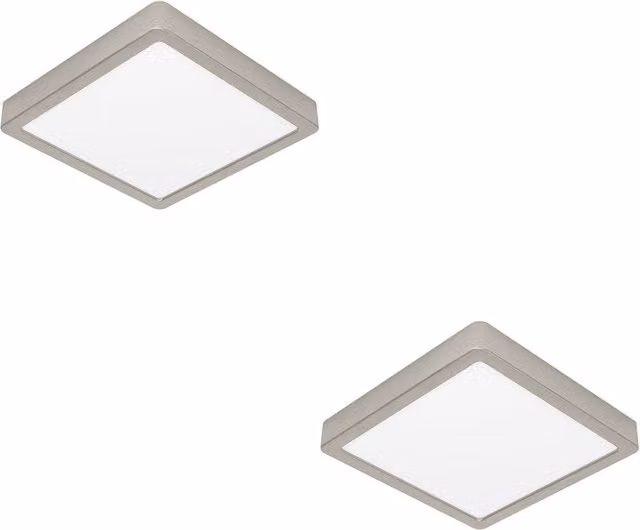 Loops 2 Pack Modern Square LED Ceiling Light in Silver Metal