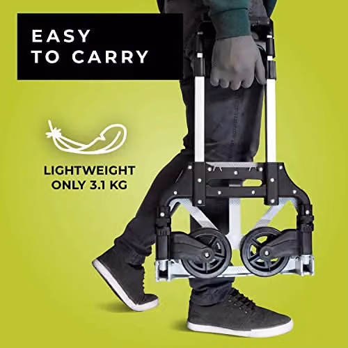 WMR Heavy Duty Aluminium Folding Hand Truck Trolley in Silver with 80kg Max Load Capacity – 8
