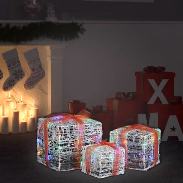 Berkfield Home Decorative Acrylic Christmas Gift Boxes, 3 Pieces, Multicolour – 1