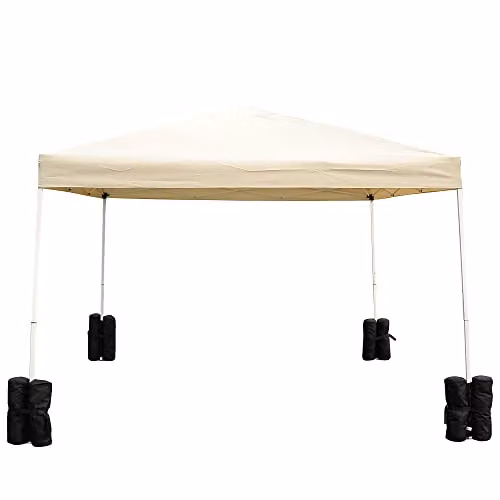 Outsunny Heavy Duty Gazebo Weight Sand Bags in Black, 4 x 15 kg Polyester Leg Weights for Marquee Tents, Canopies and Parasols – 6