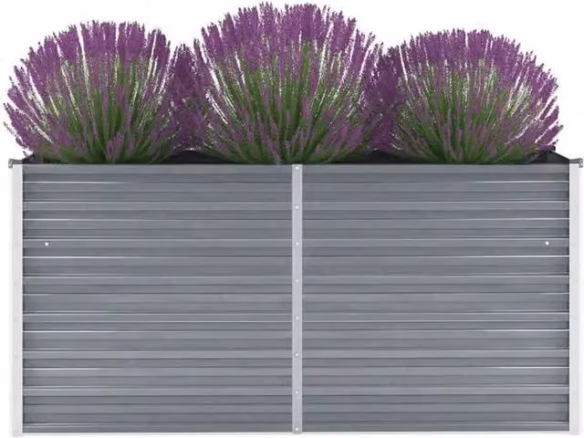 Berkfield Home Garden Galvanised Steel Raised Bed in Grey, W/D/H: 160 x 40 x 77 cm