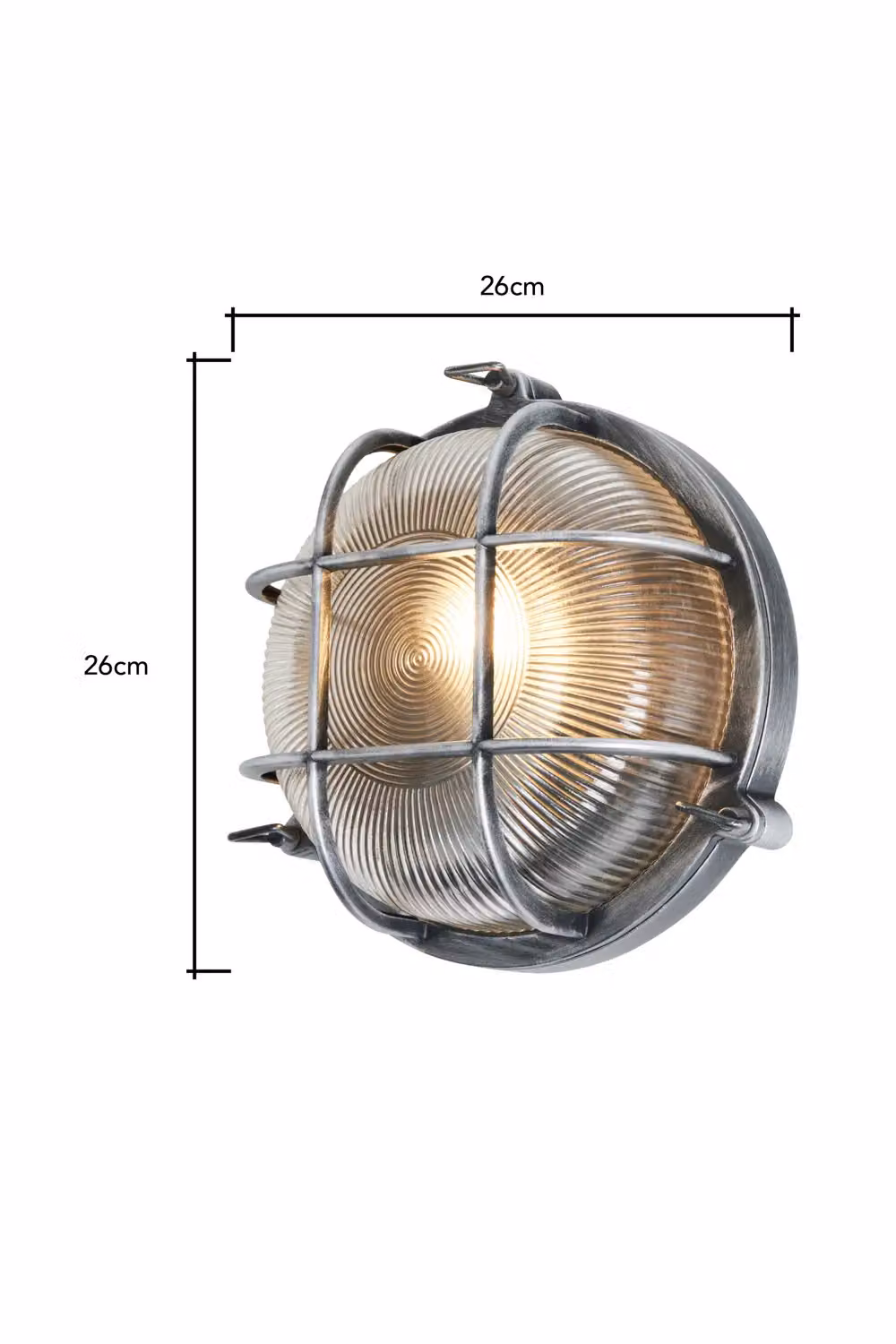 BHS Lighting Mika Round Caged Outdoor Wall Light in Silver – 4