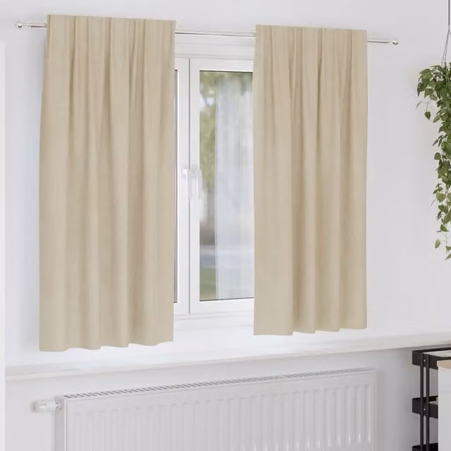 Berkfield Home Blackout Velvet Curtains, 2 Pack, Beige, H 175 cm x W 140 cm