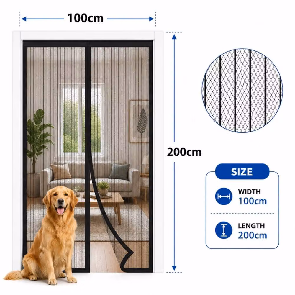 NESTLUNE Magnetic Insect Door Screen Net in Grey, W: 100 cm, H: 210 cm – 2