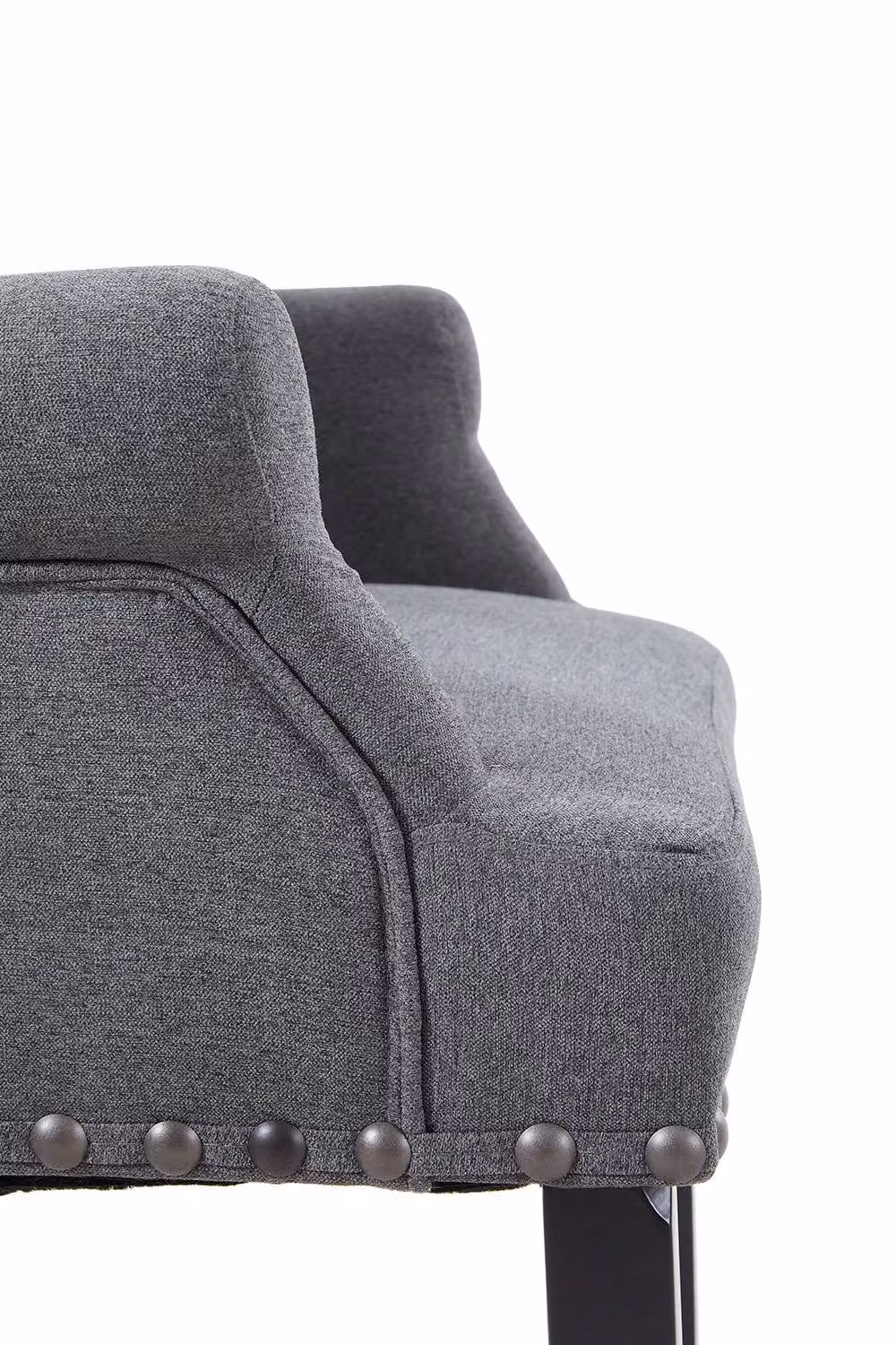 Garden Sanctuary Grey Fabric Upholstered Dining Chair with Armrests and Rubberwood Frame – 5