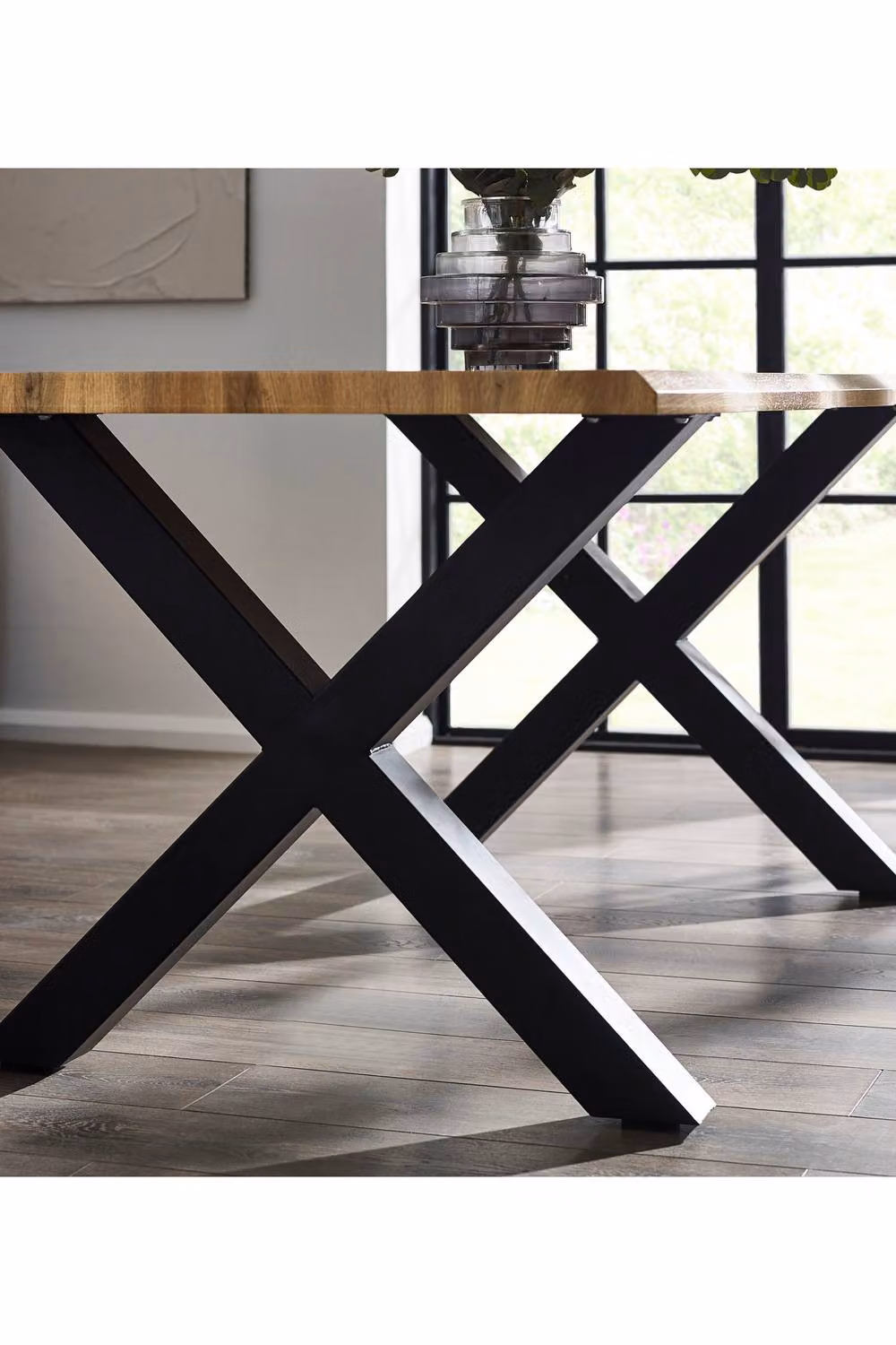 Julian Bowen Harvey Live Edge Rectangular 4-6 Seater Dining Table in Light Oak and Black – 5