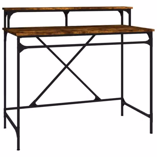vidaXL Industrial Computer Desk in Brown Smoked Oak, W/D/H: 100 x 50 x 90 cm – 1