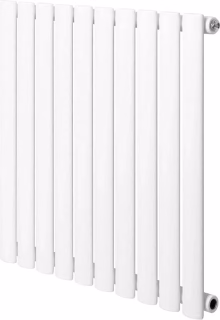 Monstershop Oval Single Column Steel Radiator, White, W: 60 cm, H: 60 cm, D: 6 cm