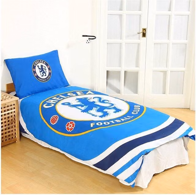 Chelsea FC Pulse Reversible Duvet Cover and Pillowcase Set in Blue, W: 90 cm x H: 200 cm