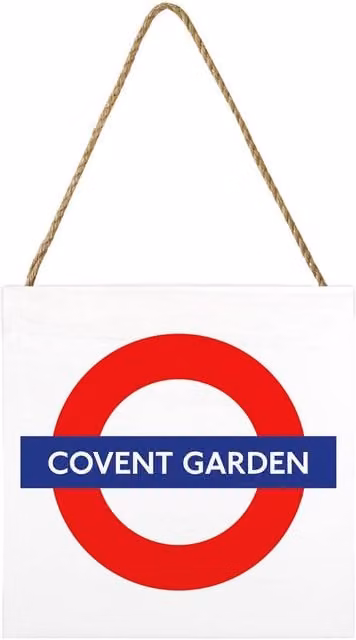 Transport for London Covent Garden White Wooden Rectangular Hanging Wall Plaque