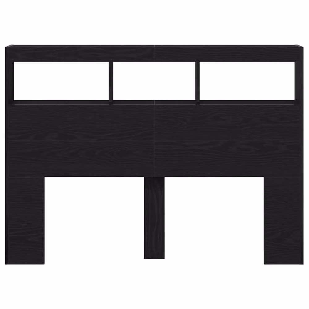 Berkfield Home Modern Headboard Cabinet with LED Lighting and USB Charging Port in Black Oak, W/D/H: 140 x 17 x 102 cm – 5