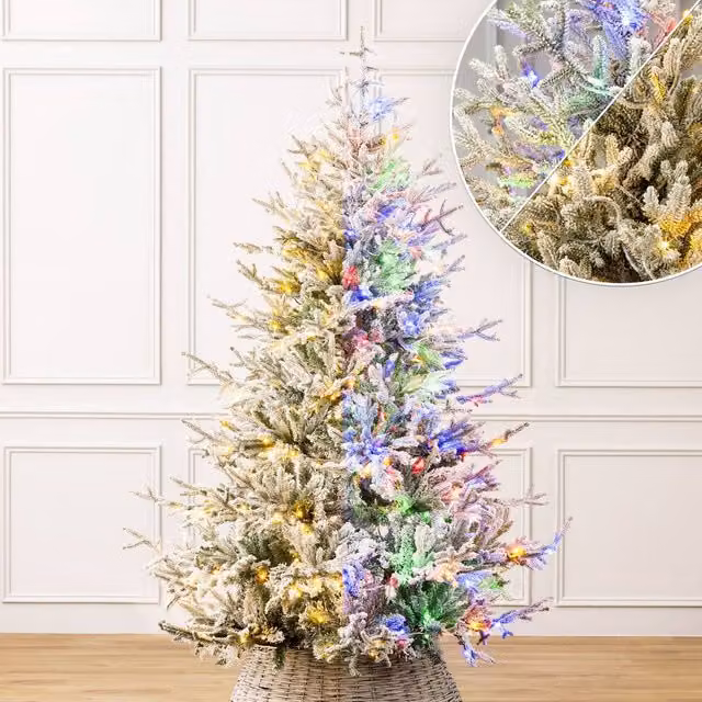 Christow Verbier Fir Pre-Lit LED Christmas Tree with Colour Switch and Timer in Green