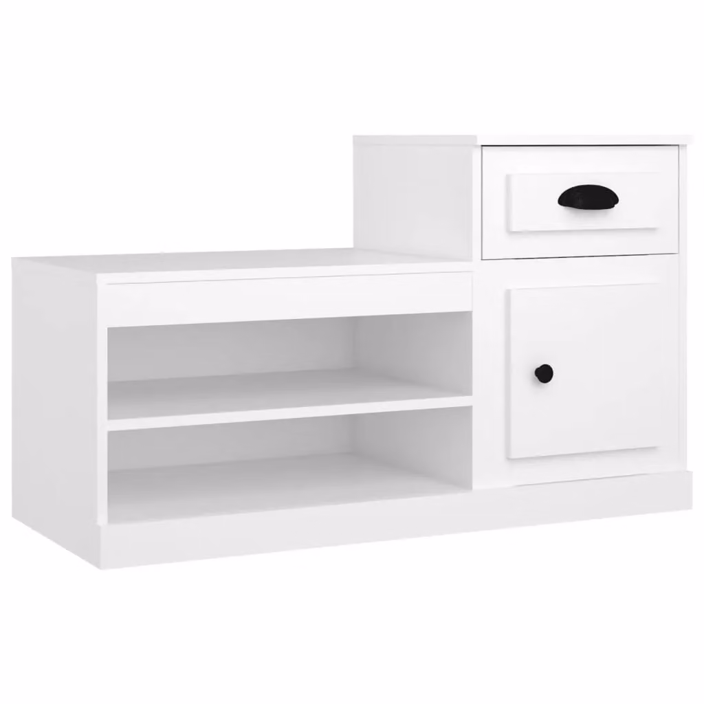 Berkfield Home White Modern Shoe Cabinet with Integrated Seat, W/D/H: 100 x 42 x 60 cm – 2