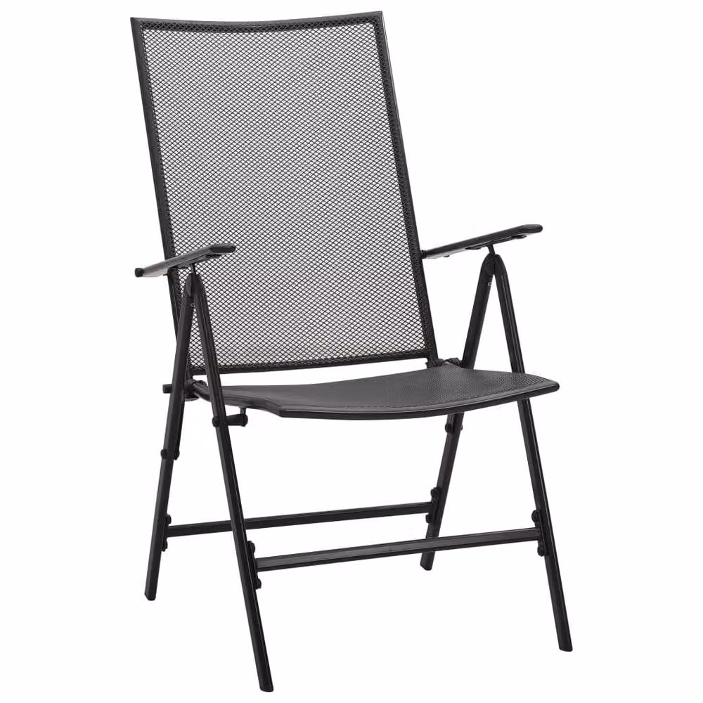 Berkfield Home 5-Piece Reclining Garden Chair Set in Anthracite and Black Powder-coated Steel