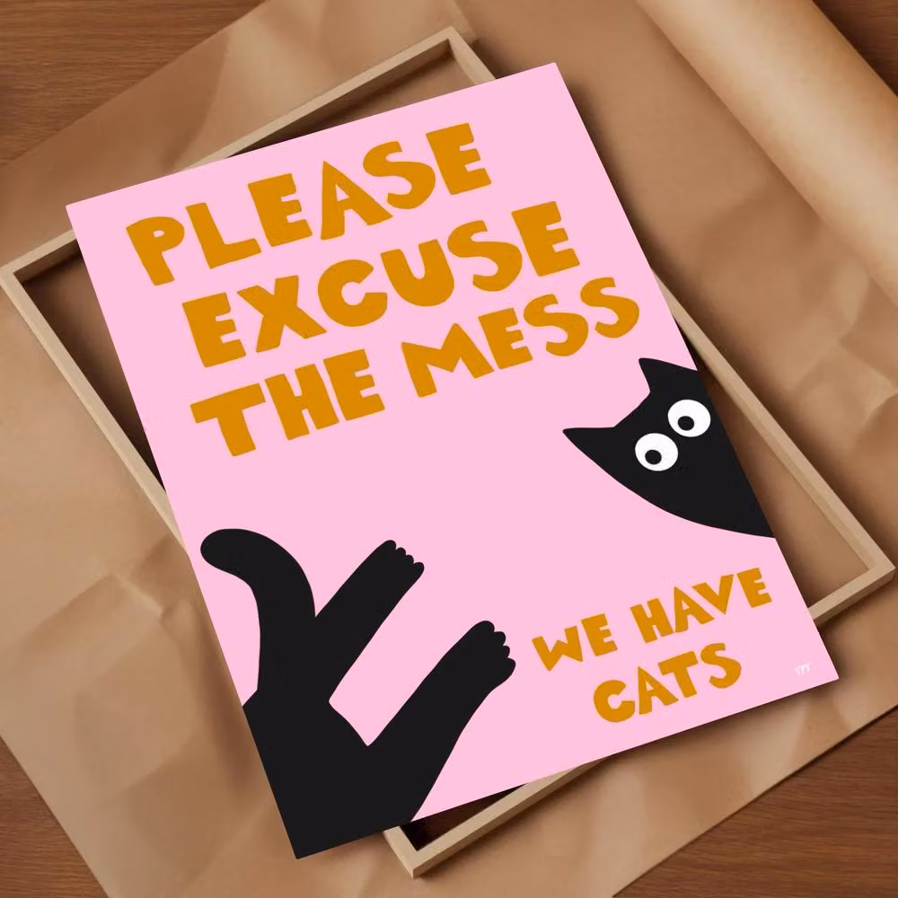The Paper Tail Excuse The Mess Typography Illustration Poster, Multicolour, W: 29.7 cm, H: 42.0 cm – 3